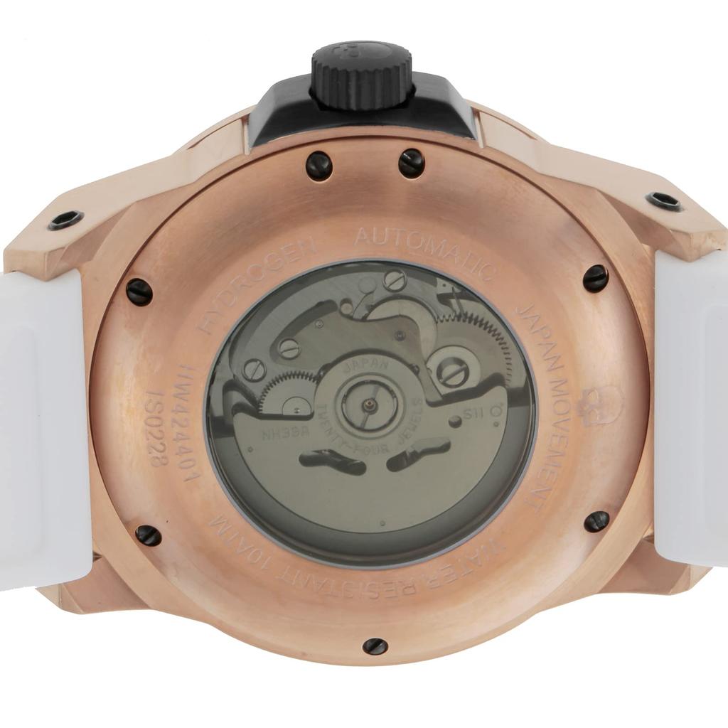 VENTO Biała Tarcza Stal Nierdzewna Guma Automatyczny Naciąg Wodoodporny 10 ATM 44MM Zegarek Mody HW424401 [Wodór] Męski