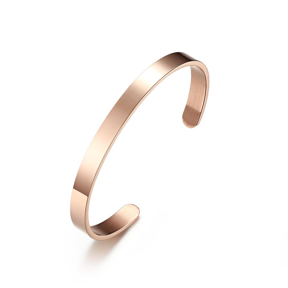 Unisex Simple Smooth Surface 4MM 6MM 8MM Titanium Steel Open Bracelet Laser Engraving Bracelet
