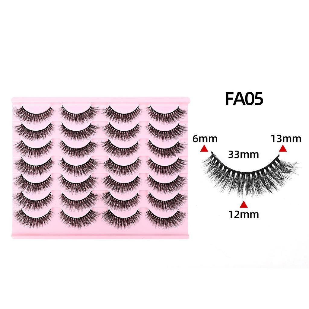 Cross-border European and American Style Flared Lashes, 14 Pairs of Thick, Curled, Naturally Three-dimensional One-piece Lashes