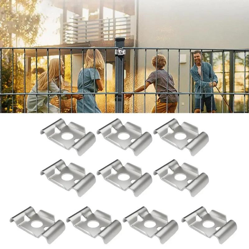 Fence Attachment Clamps 10X Stainless Steel Mesh Fence Bracket Holder Anti-Theft Design Barrier Attachment Fixing Metal Bracket