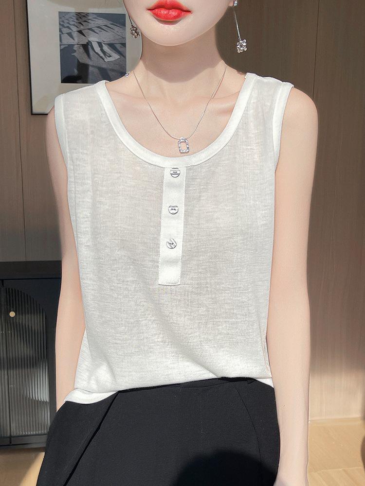 Women's Summer U-Neck Knit Sleeveless Slimming Top