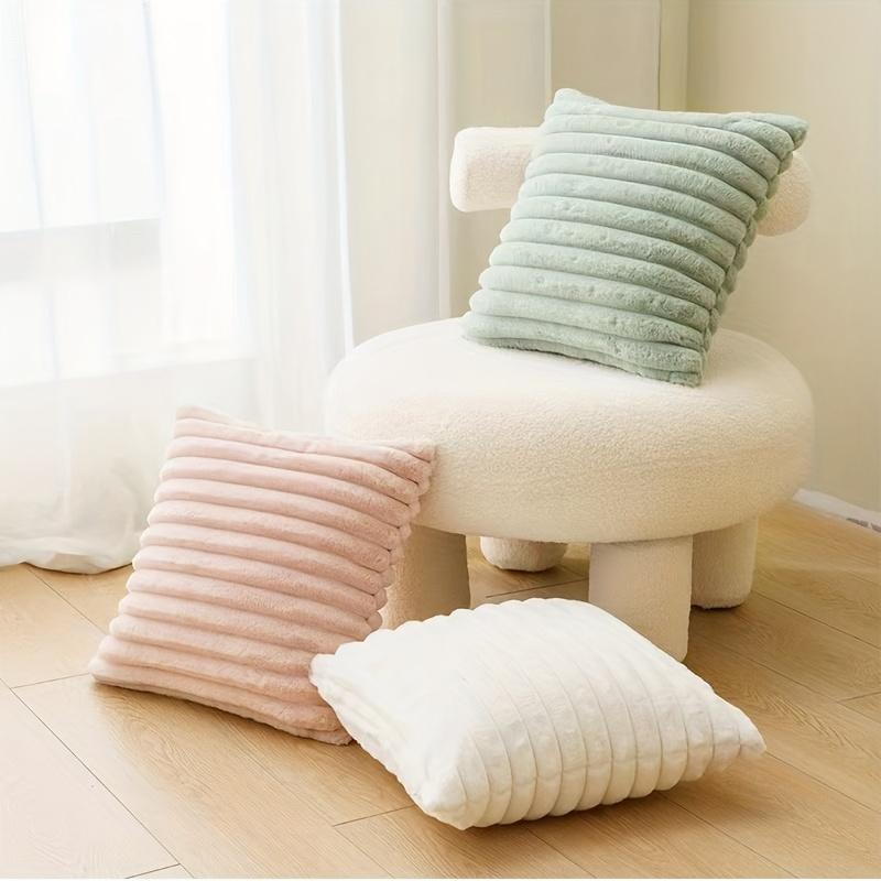 1 Stück doppelseitige dekorative Kissenbezüge aus Plüsch, gestreifte weiche Kissenbezüge für Sofa, Couch, Schlafzimmer, Heimdekoration, ohne Kissenkern