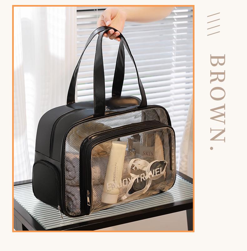 Large Waterproof PU Travel Bag - Wet/Dry Separation, Portable Fitness & Toiletry Storage