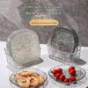 8Pc Clear Glass Plates With Holder,Light Luxury Glacier Pattern Snack Dishes,Small Appetizer Plates For Bones,Fruits,Desserts