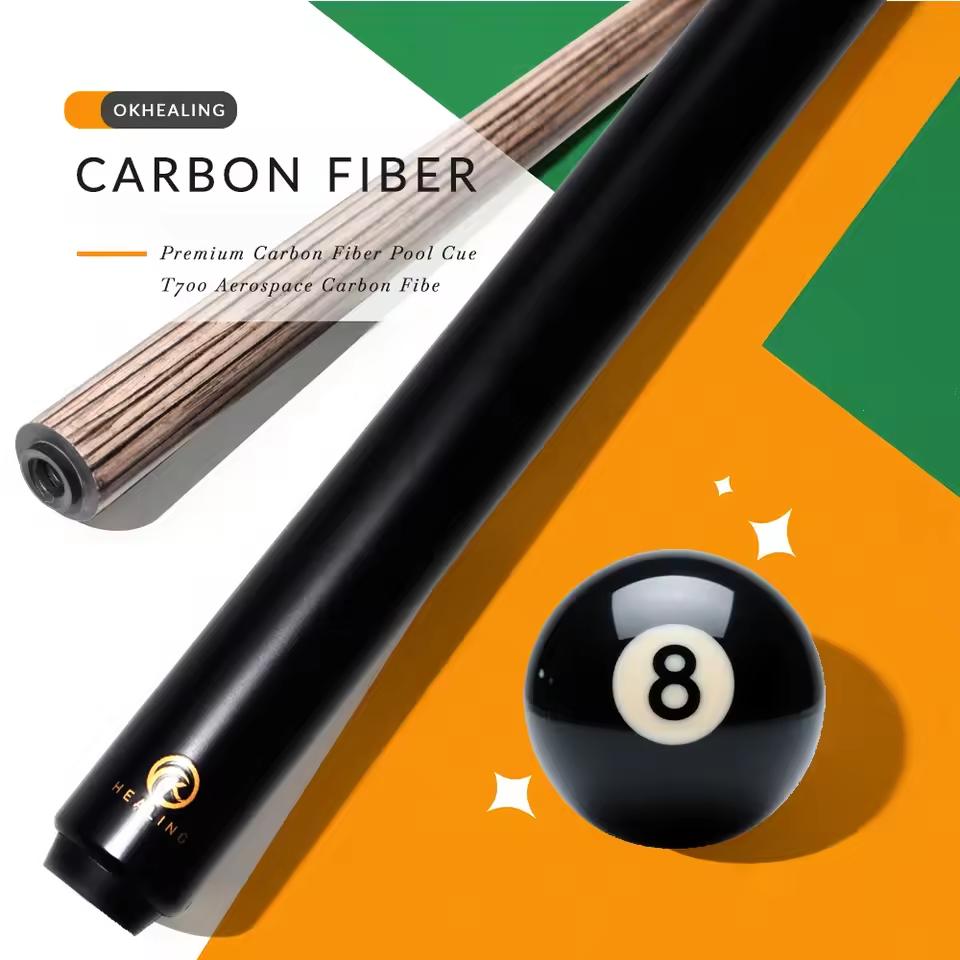 HEALING Pool Cue Black Technology Billiard Cue Sticks 12mm Tip Radial Pin Joint 142cm/55.9inch Length 19~21oz Weight