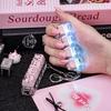 MAIMOOO Keychain Tester Fingertip Toy And Stress Reliever Cute Pink Glowing Cat Mini Keyboard Pendant (Translucent/Opaque).