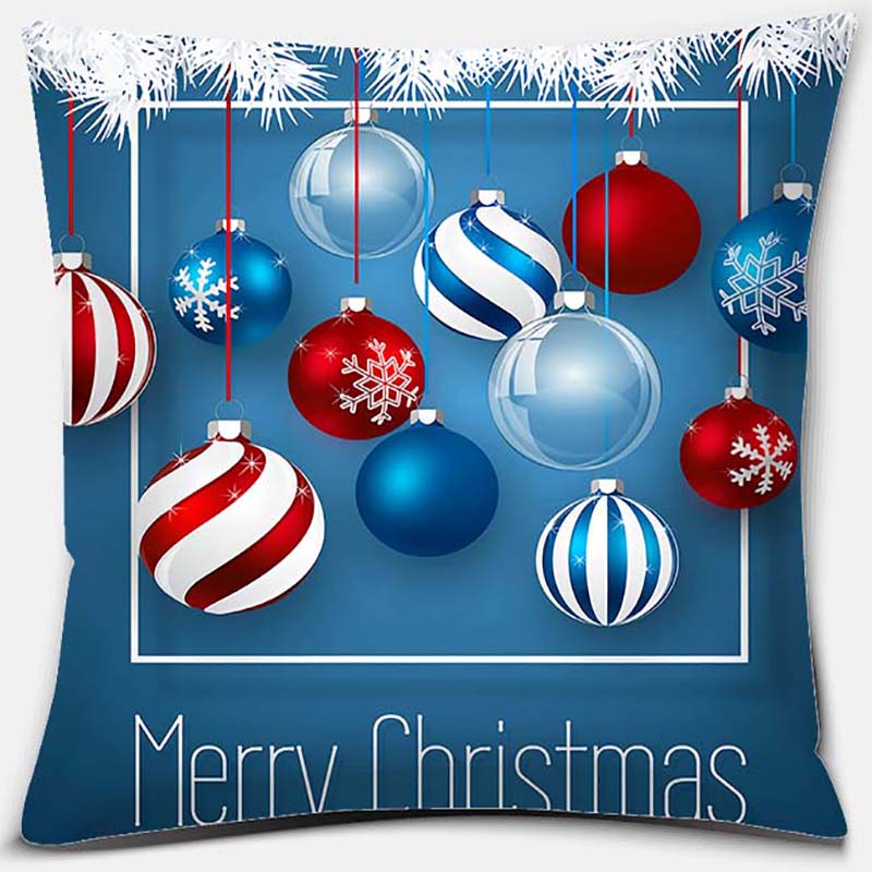 Blauer Weihnachtsstrauß Druckserie Muster Kissenbezug Quadratischer Kissenbezug Home Office Dekoration Kissenbezug