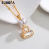 Elegant Geometric Zirconia Square Necklace for Women - Stainless Steel Fashion Sweater Chain