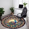 1 Stück Pfauen Mandala Kunstwerk Büro Runder Teppich, Rutschfest, Weicher und Langlebiger Büroteppich für Innendekoration, Perfekt für das Büro