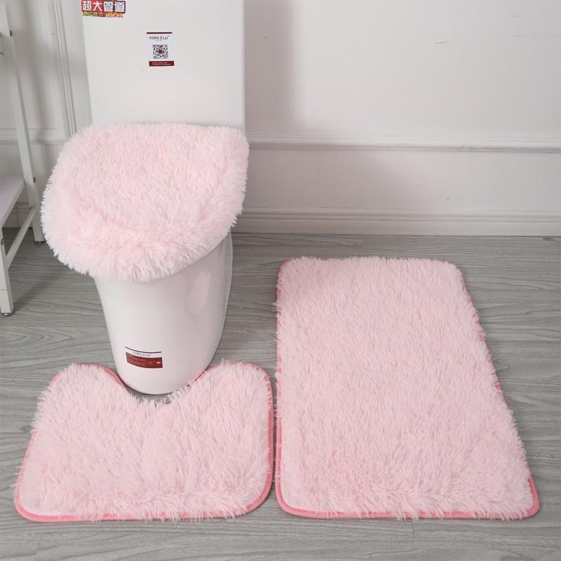3pcs Bathroom Mat Set for Bathroom Silk Tie-Dye Toilet Soft Non Slip Rug Shower Carpets Toilet Lid Cover Floor Mats for Hallway