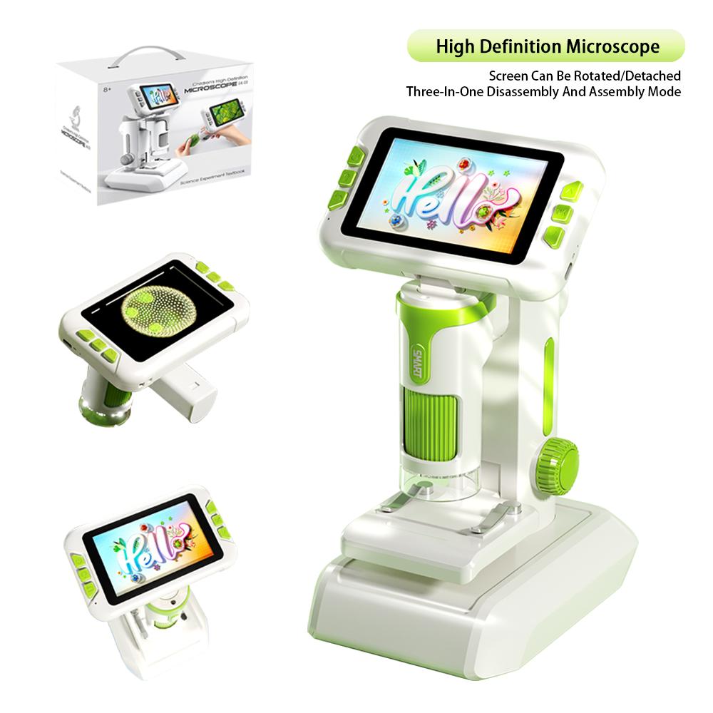 P01 Multifunktionelles HD-Mikroskop Kinder Wissenschaftsexperiment Lehrbuch Lupe Teleskop Handheld Digitales Bildungsspielzeug Geschenk