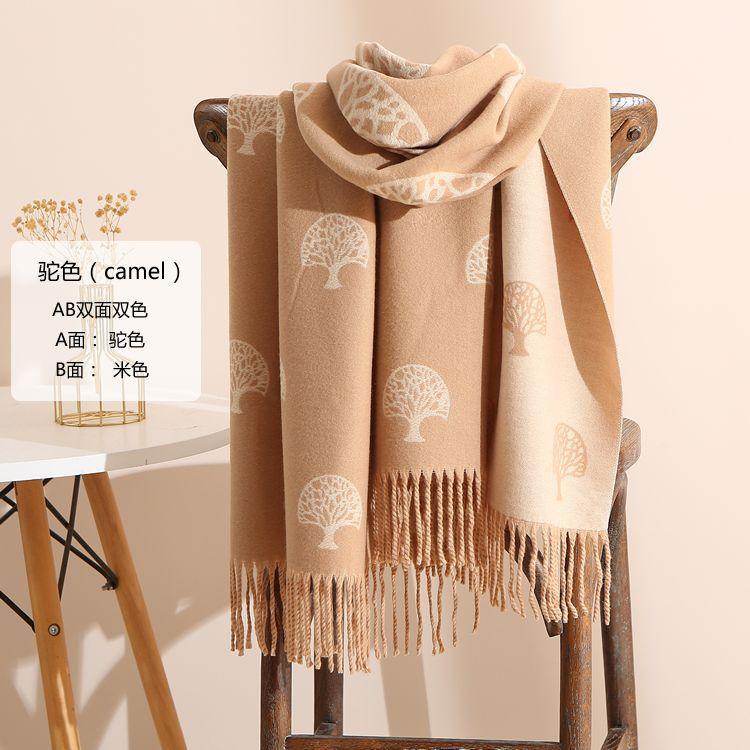 2024 Autumn And Winter New Thickened And Extended Cashmere Scarf Versatile Women'S Warm Neck Protection Scarf Double Sided Scarf Shawl