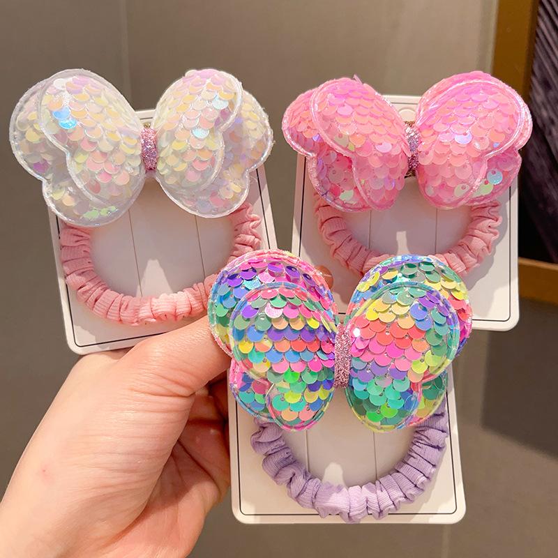 

3 шт. Веревка для волос с пайетками Детские резинки Большой бант Завязка Высокий хвост Коса Девочка Резинка Головной убор Аксессуары для волос One Size