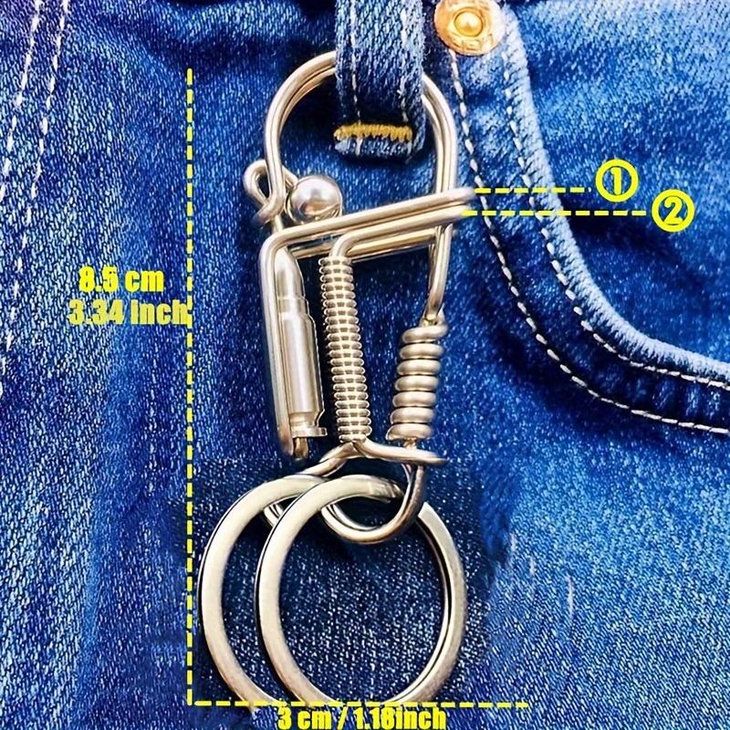 

Stainless Steel Handicraft Key Ring Hanging Keychain Waist Buckle Matte Bead Car Keyring Men American Mechanical Style Trinket S