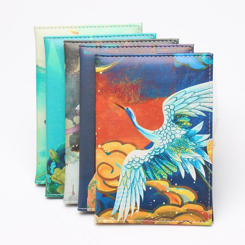 New Exquisite Mural Passport Cover Travel Accessories Cartoon PU Passport Holder Women Ticket ID Credit Card Holder Case
