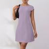 Women's Summer Casual Backless Cap Sleeve T Shirt Dress Round Neck Party Dresses