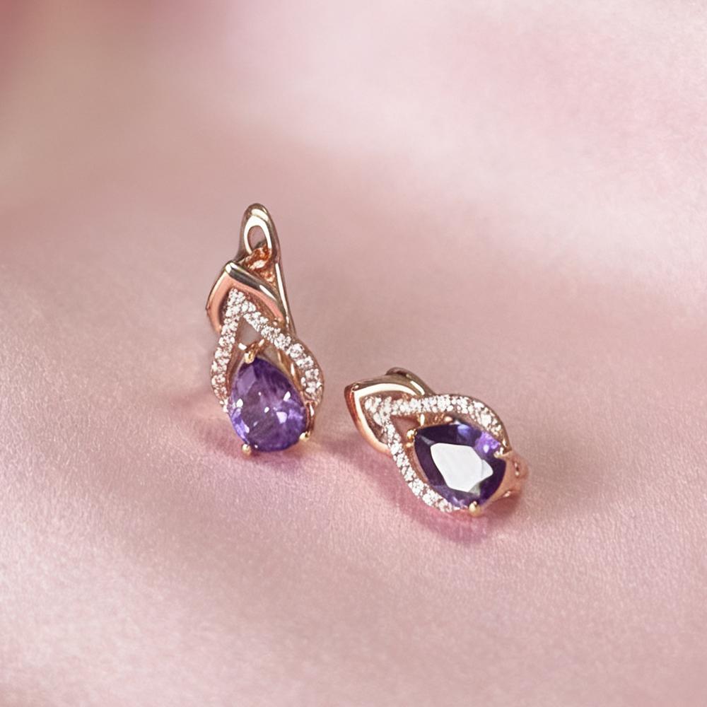 SIMJOO Розовое золото Модные геометрические формы Благородные женские серьги-подвески с камнями