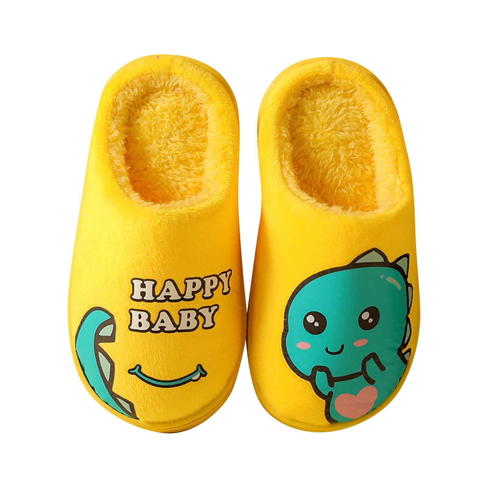 

Детские зимние домашние теплые модные хлопковые тапочки 34 жёлтый