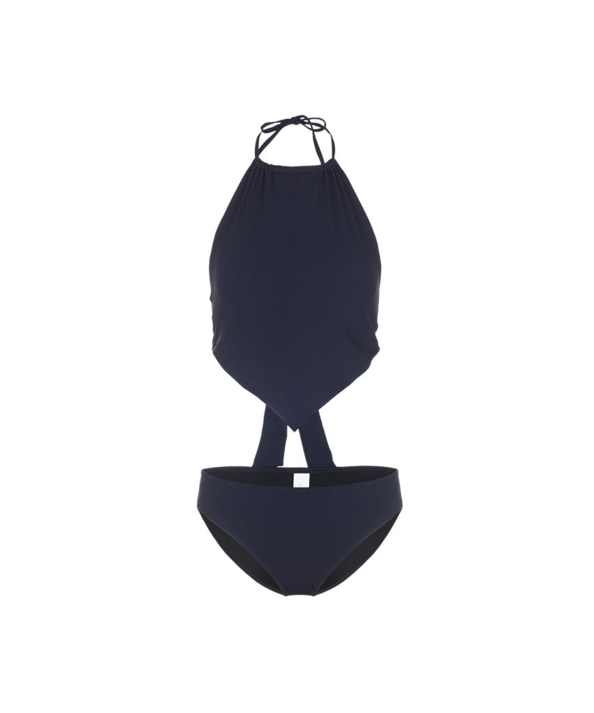 VIKINI VENDER Louis Scarf Halterneck Bikini Skirt Set 3Pcs - Navy