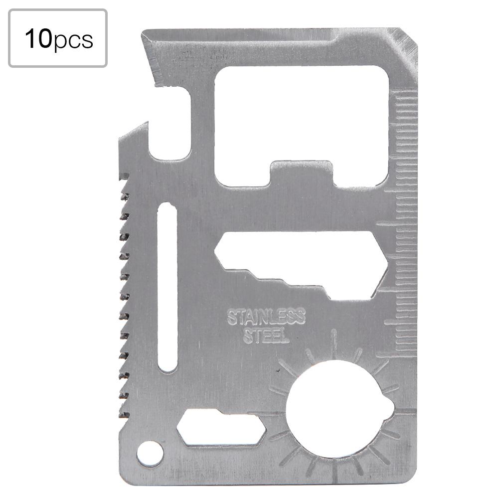 10PCS High Carbon Steel Silver Multifunction Survival Knife Card Camping Tool with Portable