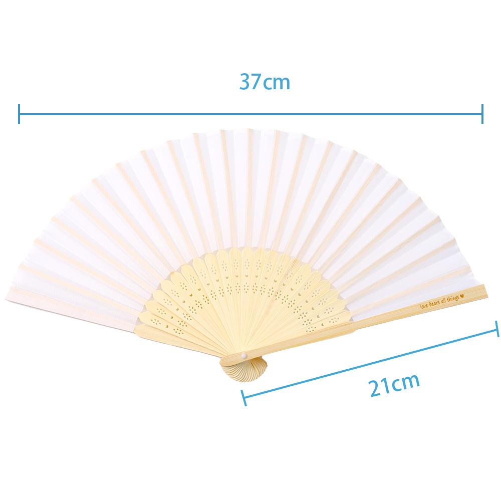 20/70 PCS Personalized Engraved White Folding Elegant Silk Hand Fan with Gift Bag Wedding Favors