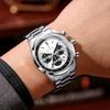 BINBOND Accurate Quartz Watches For Men Luxury Auto Date Chronograph Luminous Waterproof Men's Watch Stainless Steel Reloj