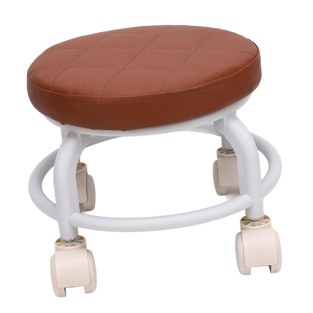 Low Rolling Stool 360 Degree Rotation Water Proof PU Round Mini Low Roller Seat for Home Office