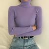 Women Knitting Tops Turtleneck Long Sleeve Solid Color Bottom Sweater Slim Fit Knitting Pullover Tops Autumn Winter Wear