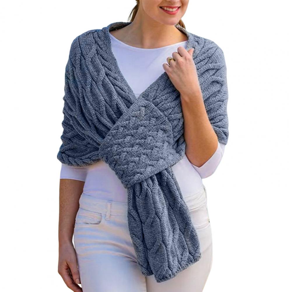 Cozy Knit Scarf Winter Warm Women's Scarf Shawl Collection Solid Color Thickened Knitted Scarf Long Large Scarves for Office