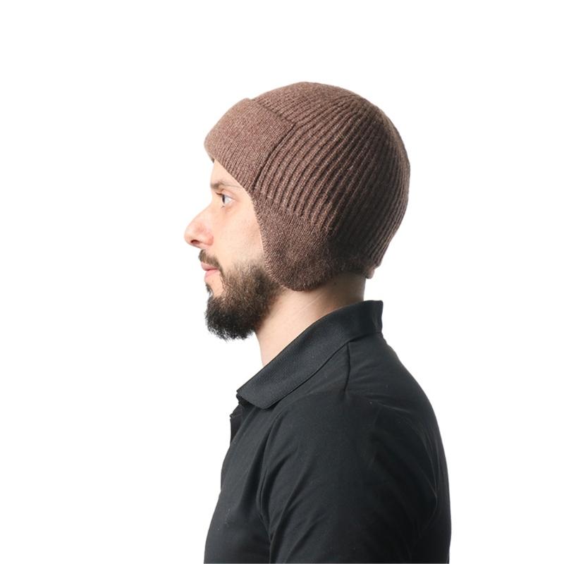 Knit Brimless With Solid Color Earflaps Design Soft Acrylic Winter Pullover Hat For Unisex Adults Teens Daily Cycling Wear