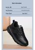 Lightweight Black Leather Women's Sneakers - Big Size, Comfortable, Autumn/Winter Collection, Size 42