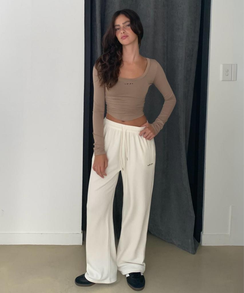 INJIACTIVE Ribbed Sweatpants Ivory