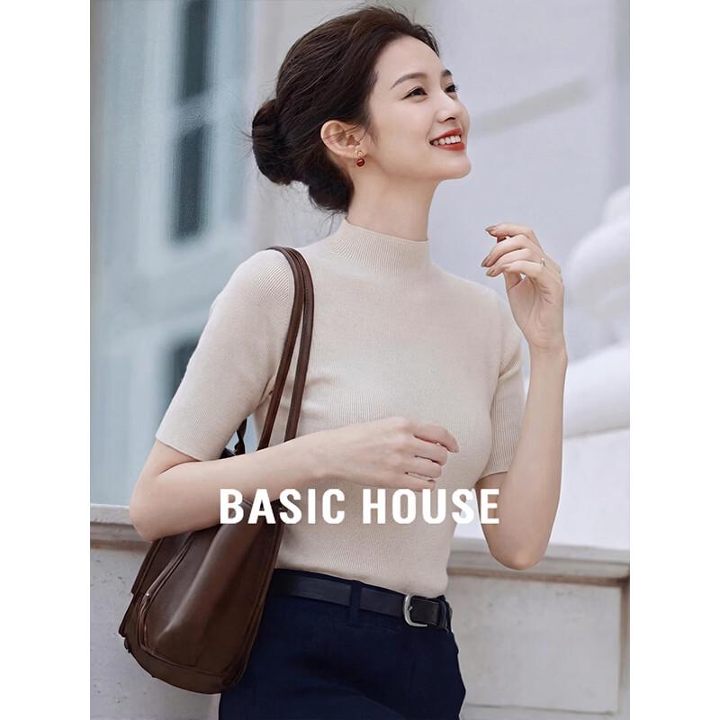 

Basic House Women s Retro 100% Wool Short-Sleeve Knit Top M