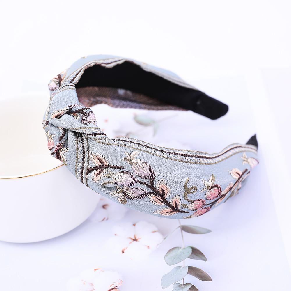 

Новая Ретро Повязка на Голову с Узлом для Женщин Аксессуары для Волос Девушки Цветочная Вышивка Эластичные Повязки Обручи для Волос Лента Головной Убор Безель