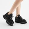 New Punk Style Women Shoes Lace-up Heel Height 6CM Platform Shoes Woman Metal Decor Woman Sneakers Gothic Ankle Rock Boots