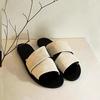 Niche Canvas One-word Broadband Cool Slippers Women's 2025 Summer New Open-toed Lazy Drag Simple Casual Flat-bottom Drag
