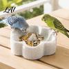 Parrot Feeding Bowl Pumice Stone Bowl Spill Proof Bird Water Beak Sharpening Food Dish Cage Feeder for Cockatoo Cockatiel Conure Parakeet