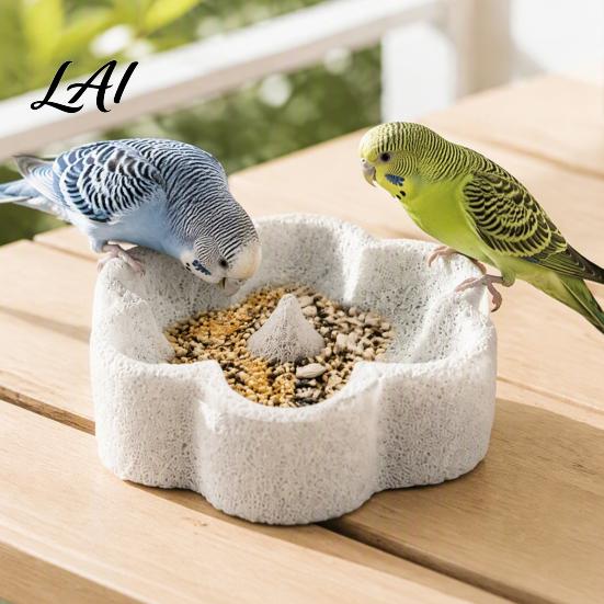 Parrot Feeding Bowl Pumice Stone Bowl Spill Proof Bird Water Beak Sharpening Food Dish Cage Feeder for Cockatoo Cockatiel Conure Parakeet