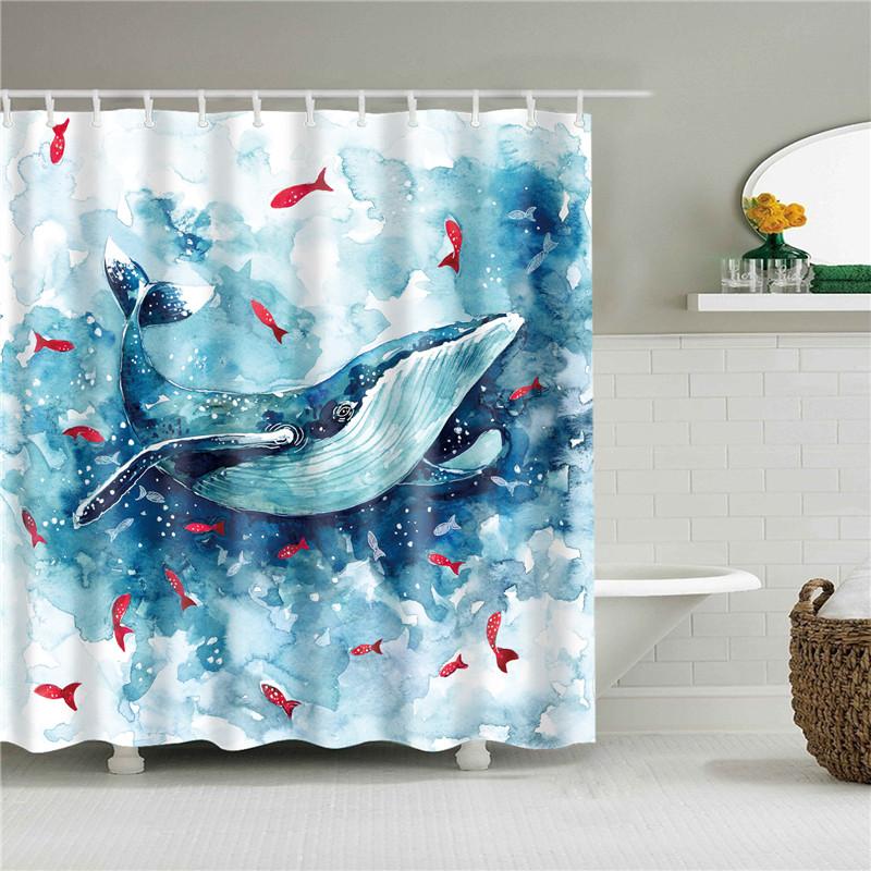 Fabric Shower Curtain Cute Cartoon Hippo Animals Dogs Cats Deer Bath Curtain Waterproof Polyester Bathroom Curtain With Hooks