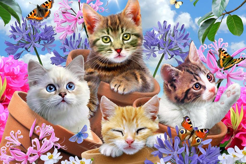 Yamasan Prime 3D Howard Robinson Cats Playing In a Flower Garden 21062 Finished 46 X 31 Cm 150 Pieces Size /