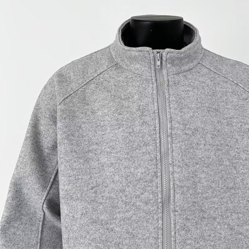 Herren Plus Size Stehkragen Reißverschluss Sweatshirt Jacke - Herbst/Winter Reine Baumwolle Frottee Lässig Sportlich Strickjacke