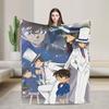 Vintage 90s Detective Conan Anime Blanket Kuroba Kaito Fuzzy Vintage Soft Throw Blankets Bedding Lounge Spring/Autumn Outdoor