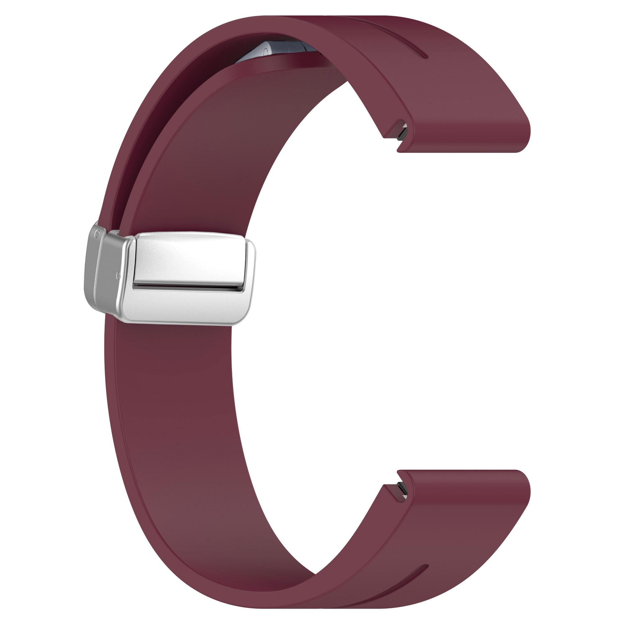 

For Samsung Galaxy Watch 6/6 Classic/5/4/Huawei Watch GT 3 42mm Silicone Strap Magnetic Silver Buckle 20mm Watchband Wine Red