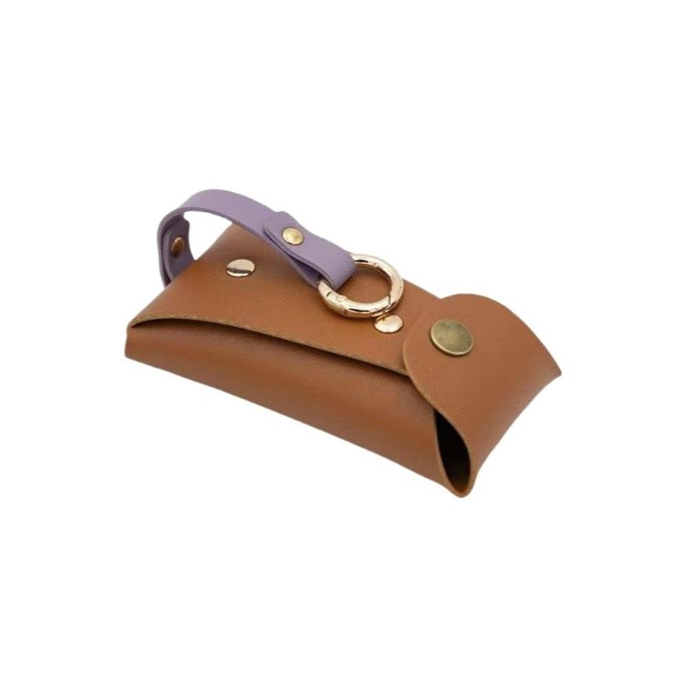 

PU Leather Key Storage Bag Snap Closure Key Holder Simple Style Keychain Car Keys коричневый