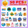 50 Text Father's Day Stickers New Product Creative Thanksgiving Father's Day Birthday Greeting Card Decoration Stickers