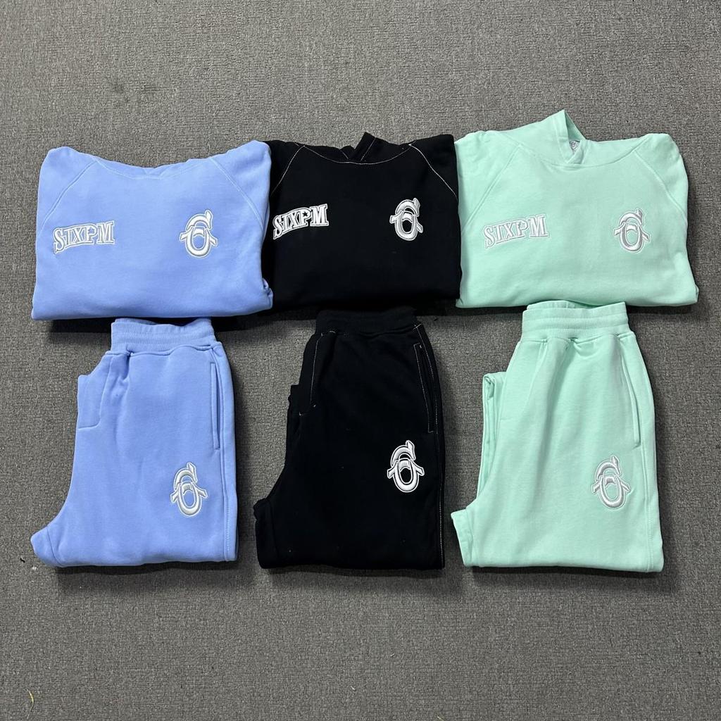 Cross-border Men's & Women's Warm Embroidered Hoodie & Sweatpants Set - Autumn/Winter Velvet Casual High Street Style