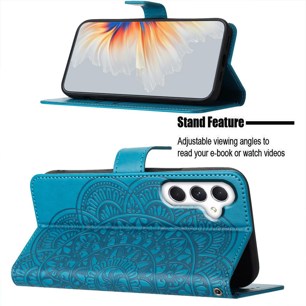 For Samsung Galaxy A15 5G Cell Phone Case Flower Imprinted Wallet Cover