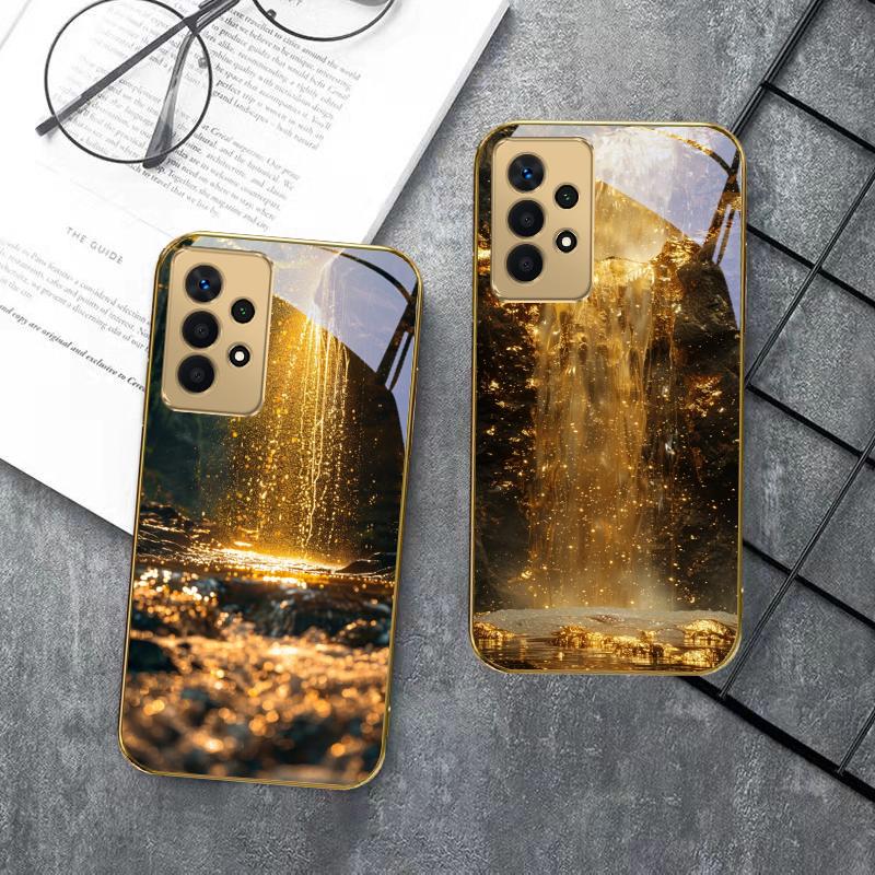 Glorious landscapes For Samsung A 01 52S A04 A05S A10 A12 A13 22 23 24 36 42 M02 Note 10 20Ultra 8 9 Golden glass phone case