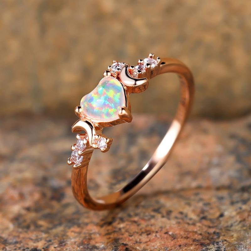 Cushion Cut Square Rainbow White Fire Opal Rings For Women Gold Horse Eye Zircon Charm Leaf Wedding Bands Party Jewelry CZ
