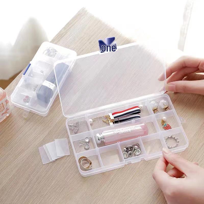 Multi-Grid Plastic Jewelry Box with Compartments for Earrings, Beading, and Small Parts